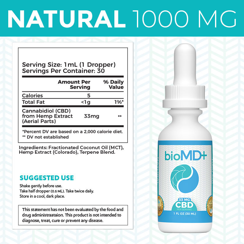 Natural CBD Oil 1000MG Supplement Facts