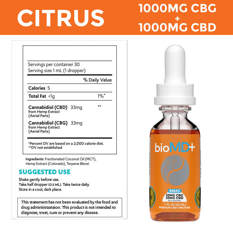 Citrus CBD CBG Oil (Full Spectrum) 2000MG supplement facts